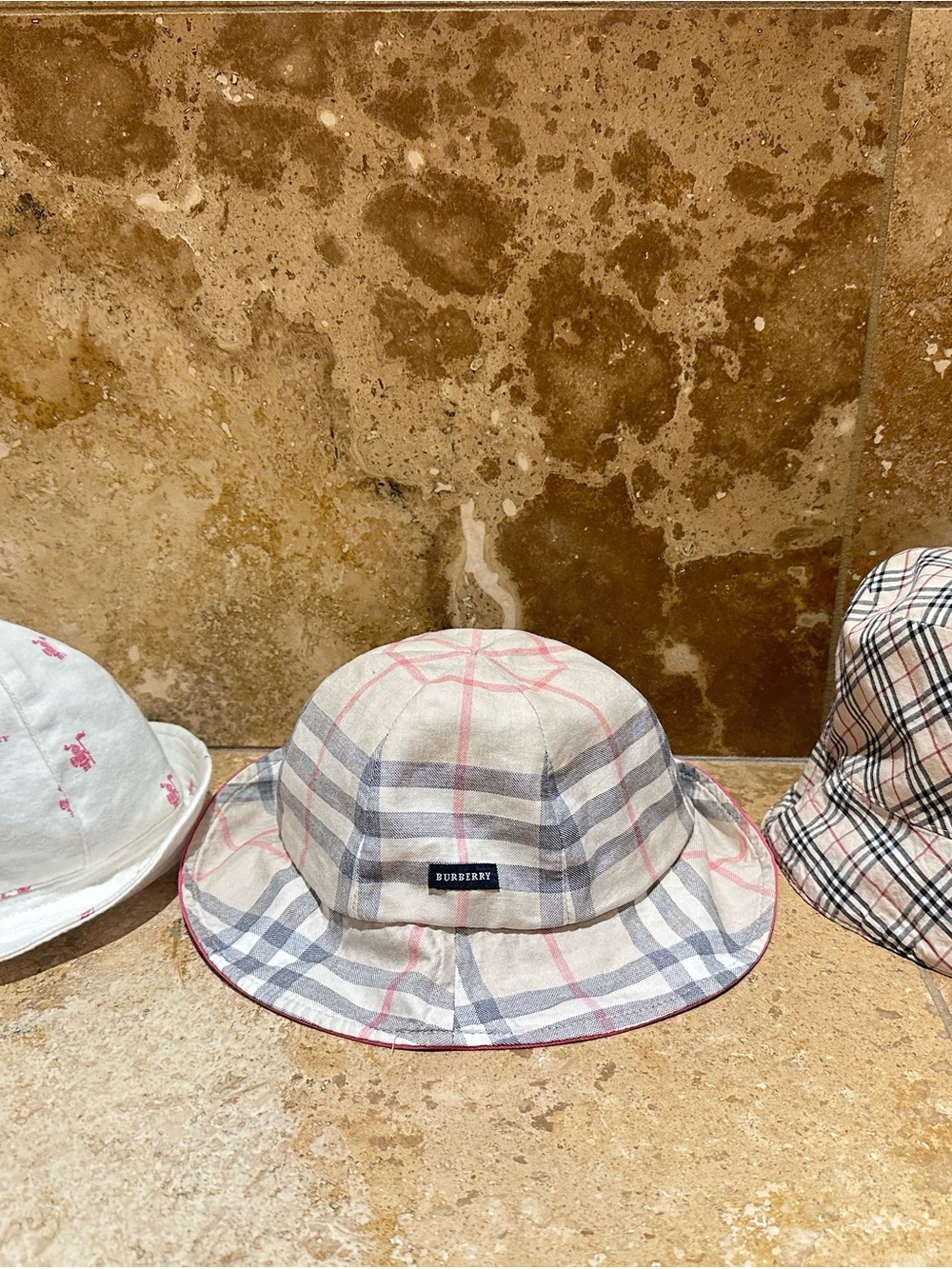 Authentic Three Burberry Kids Light Beige Nova Check Bucket Hats